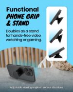 OnTheGrip Cute Solid Macaron Color Round Shape Collapsible Mobile Phone Grip Stand Holder for Smartphone Tablet Cell Phone Accessory (Black) - Image 5