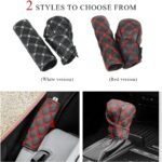 2 PCS Car Handbrake Cover, Automotive Gear Shifting Knob Cover, Anti-Slip and Anti-Scratch Vehicle Gear Handle & Handbrake Stick Protector Cover, Universal Car Accessories (Black+Red Line) - Image 4