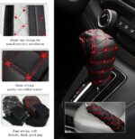 2 PCS Car Handbrake Cover, Automotive Gear Shifting Knob Cover, Anti-Slip and Anti-Scratch Vehicle Gear Handle & Handbrake Stick Protector Cover, Universal Car Accessories (Black+Red Line) - Image 5