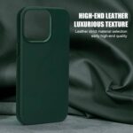 Genuine Leather for iPhone 14 Pro Case|Full Grain Leather|Compatible with MagSafe and Wireless Charging|Metal Buttons Camera Bezel|Slim Fit-Drop and Scratch Resistant (Green) - Image 4