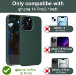 Genuine Leather for iPhone 14 Pro Case|Full Grain Leather|Compatible with MagSafe and Wireless Charging|Metal Buttons Camera Bezel|Slim Fit-Drop and Scratch Resistant (Green) - Image 5