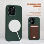 Genuine Leather for iPhone 14 Pro Case|Full Grain Leather|Compatible with MagSafe and Wireless Charging|Metal Buttons Camera Bezel|Slim Fit-Drop and Scratch Resistant (Green) - Image 6