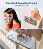 Fashionable Magnetic Phone Ring Holder for MagSafe, Glitter Magnet Finger Ring Grip Stand, Compatible with PopS0ckets, for iPhone Kindle and Cell Phones, Gold - Image 4