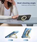 Fashionable Magnetic Phone Ring Holder for MagSafe, Glitter Magnet Finger Ring Grip Stand, Compatible with PopS0ckets, for iPhone Kindle and Cell Phones, Gold - Image 7