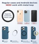 Fashionable Magnetic Phone Ring Holder for MagSafe, Glitter Magnet Finger Ring Grip Stand, Compatible with PopS0ckets, for iPhone Kindle and Cell Phones, Gold - Image 9