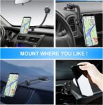 Car Phone Mount for Collapsible Grip/Socket Mount User,Windshield/Dashboard/Vent Phone Holder with Strong Suction Cup,13-Inches Long Arm Gooseneck Cell Phone Cradle for Swappable Grip Stand - Image 4