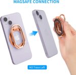 Magnetic Phone Ring Holder Stand for MagSafe Adjustable Phone Finger Grip Removable Ring Kickstand MagSafe Accessories for iPhone16/15/14/13/12 Rose Gold - Image 6