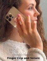 Magnetic Phone Grip for MagSafe, Butterfly Phone Grip Holder Finger Kickstand, Adapter Ring for MagSafe Included (Rosegold White) - Image 5