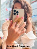 Magnetic Phone Grip for MagSafe, Butterfly Phone Grip Holder Finger Kickstand, Adapter Ring for MagSafe Included (Rosegold White) - Image 6