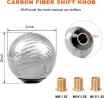 Carbon Fiber Shift Knob, Spherical Type Gear Knob with 3 Adapters, Round Ball Compatible with Most Manual Automotive, Car Stick Shifter Accessories (Silver) - Image 3