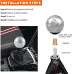 Carbon Fiber Shift Knob, Spherical Type Gear Knob with 3 Adapters, Round Ball Compatible with Most Manual Automotive, Car Stick Shifter Accessories (Silver) - Image 4