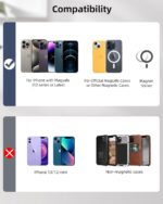 For Magsafe Wallet Stand with Airtag Holder, Strongest Magnetic Phone Wallet for iPhone 16/15/14/13/12 Series, ID Window, 4 Card Slots, 10 Cards Holder, Vegan Leather, RFID Blocking, Navy Blue - Image 5