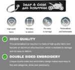 Personalized Keychain, Embroidery Double Sided Key Chain Tag, Customized Car Scooter Key Chain Luggage Tag for Men (DROP A GEAR) - Image 4
