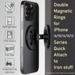Dual Ring Magnetic Phone Holder– Ultra-Compact, Foldable, and Durable Aluminum Alloy Phone Stand for iPhone 12 13 14 15 16 (Compatible with MagSafe Cases) - Image 3