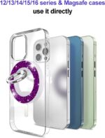 Magnetic Phone Ring Holder for magsafe, Glitter Magnetic Grip Compatible with iPhone 16 15 14 13 12 Pro max,Pro,Plus,Mini Mag Safe Accessories,Adjustable Kickstand,Silver - Image 4
