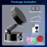 imluckies Magnetic Car Phone Holder for Magsafe iPhone, Seamless Vacuum Suction Cup Phone Mount, 360° Rotatable & Retractable Foldable Car Accessory, Easy to Install/Remove, Black - Image 8