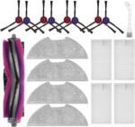 18 Pack E10s Accessories Kit Replacement Compatible with Eureka E10S / E20 Plus Robot Vacuum Cleaner, 1 Main Roller Brushes, 8 Side Brushes, 4 Hepa Filters, 4 Mop Pads,1 Cleaning Brush - Image 2