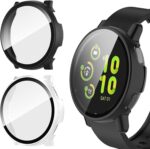 2 Pack Hard PC Case for Garmin Vivoactive 5 Screen Protector, Cover with Tempered Glass Screen Protector for Garmin Vivoactive 5 Case (Black/Clear) - Image 2