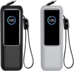 2 Pack Soft Silicone Protective Case Cover Compatible with Anker Laptop Power Bank (25,000mAh 165W) Battery Pack with Lanyard (Black+Grey) - Image 2
