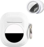 2 in 1 Protective Case for Apple Airpods 1&2 Air Tag Holder Combo with Lanyard，Anti-Scratch Anti-Lost Silicone GPS Tracker Cover Holder with 2 PCS TPU Screen Protector (White) - Image 2