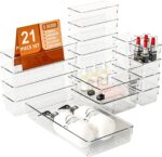 21 PCS Clear Drawer Organizer Storage Bins, 21 Piece Set, Organizers and Storage Bins for Makeup, Jewelry, Gadgets for Kitchen, Bedroom, Bathroom, Office (21) - Image 2