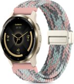 22mm Magnetic Braided Nylon Band Compatible With Garmin Venu 3 45mm Watch Band/Venu 2/Vivoactive 4, Quick Release Stretchy Strap Replacement for Forerunner 265/255/255 Music - Image 2