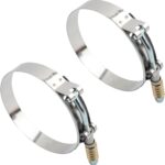 2PCS T Bolt Hose Clamp Adjustable 4"-4.25"(102-110mm),Hose Clamps Stainless Steel with Reinforcement Spring,Heavy Duty Hose Clamps Widely Used for Turbochargers,Hoses,Pipes (4"-4.25"(102-110mm)) - Image 2