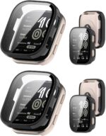 2pack Case for Amazfit Bip 6,NOUKAJU Protective Cover Smart Watch,Built-in 9H Tempered Glass Film, Hard PC,Easy to Install,Screen Protector for Amazfit Bip 6(Black+Black) - Image 2