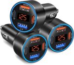 3 Pack USB C Car Charger, 4-Port 65W Dual 12V USB-A & USBC Cigarette Lighter Adapter Plug with Voltmeter PD/QC 3.0 Fast Charging Car Phone Charger for iPhone 16e 15 14 13 12 11 Pro Max, Android-Black - Image 2