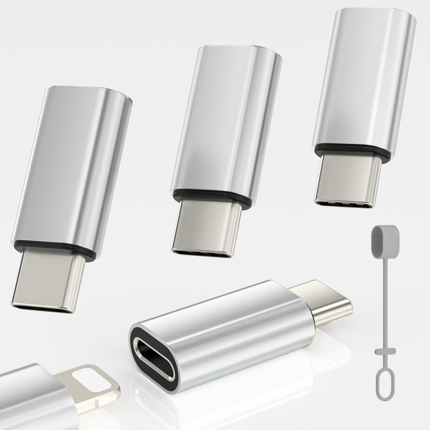 4 Pack Lightning to USB C Adapter for iPhone 16/16 Pro/16 Pro Max/16 Plus/iPhone 15/15 Pro, Samsung S24, Type C Charger Connector Cable, Support Charging and Data Transfer, Not for Audio/OTG - Image 2