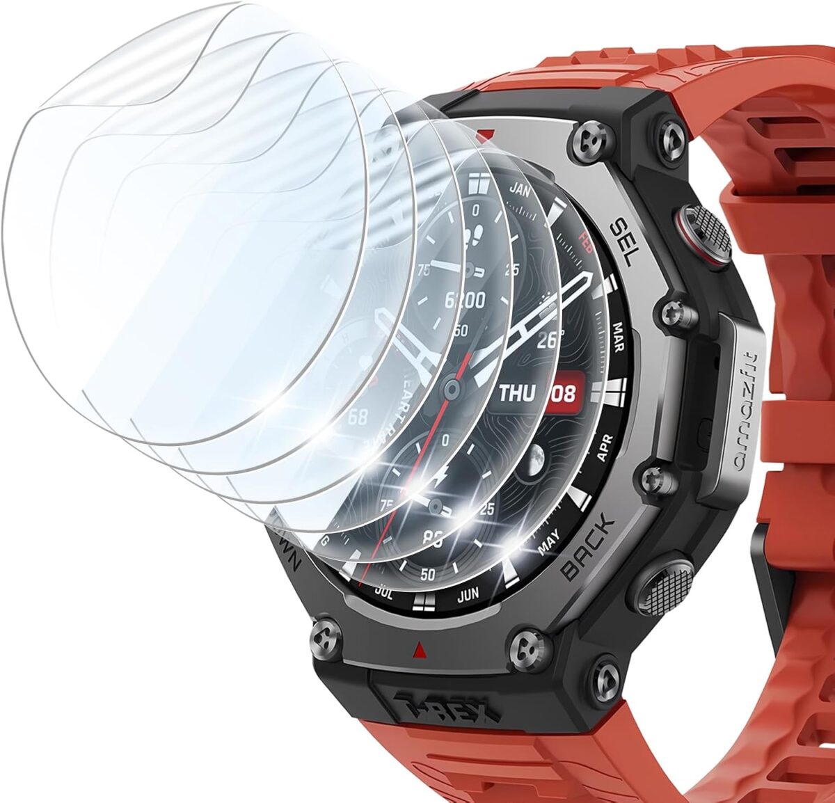 (6 Pack) for Amazfit T-Rex 3 Rugged/Military Smart Watch Screen Protector,TPU HD Protective Film - Image 2