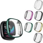 6 Packs Case Compatible with Fitbit Sense/Fitbit Versa 3 Screen Protector, NAHAI All Around Ultra Thin Plated Bumper Shell Scratch-Resist Cover for Fitbit Sense/Versa 3 Smartwatch - Image 2