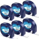 6 X Compatible with DYMO Letratag Refills, Plastic White Replacement for DYMO Letratag Label Maker Refills 91331 S0721660, Black on White 1/2" x 13 feet Label Maker Tape for LT-100H LT-100T 200B QX50 - Image 2