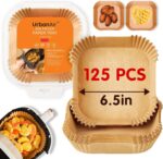 6.5-Inch Square Air Fryer Paper Liners 125pcs for Easy Cleanup - Non-Stick, Heat-Resistant, and Perfect Fit for Hassle-Free Cooking | Bleach-Free Parchment| (6.5 in/16cm 125pcs) - Image 2