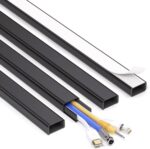 66in (4X L16.5in) Large Wire Hiders for TV on Wall for 3-4 Cords - ZhiYo PVC Cable Cover Kit with Pre-Applied Adhesive Tape, Ideal for Wall Mounted TVs Home Office, W1.2in x H0.7in Black - Image 2