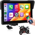7Inch Motorcycle Carplay Screen, Wireless CarPlay & Android Auto with Design Mount Waterproof Touchscreen Supports GPS Navigation/Bluetooth Transmission/EQ - Image 2