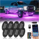 8Pods Segmented Metal RGB LED Rock Lights, Waterproof Aluminum Multi Color Neon Underglow Kit with APP RF Remote Control, 12V Fender Lights for Trucks Trailer Off Road ATV UTV SUV - Image 2