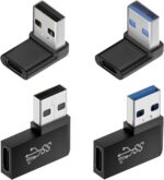 90 Degree USB to USB C Adapter (4 Pack), Vertical Up and Down Angle, Horizontal Left and Right Angle USB A Male to Type C Female Extender Connector - Image 2