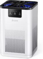 AROEVE Air Purifiers for Bedroom Air Purifier With Aromatherapy Function For Pet Smoke Pollen Dander Hair Smell 20dB Air Cleaner For Bedroom Office Living Room, MK06- White(Available for California) - Image 2