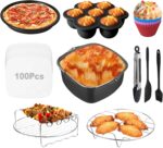 Air Fryer Accessories for Cosori, 10 Piece Square Accessories for COSORI 5.8 QT 6.0 QT, Instant Vortex Plus 6QT and Larger Air Fryers, Including Cake & Pizza Pan, Rack & Skewer, Egg Bite Mold, etc. - Image 2