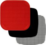 Air Fryer Liners Set of 3 with Silicone Mat, Heat Resistant Mats for Air Fryer Compatible with Dreo, Dash, Philips, Emeril Lagasse + more, Air Fryer Parchment Paper Liners Replacement Reusable Mats - Image 2
