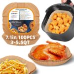 Air Fryer Paper Liners for 3-5.5 Qt, 7.1 x 7.1 inch Thickened Square Disposable Parchment Liner compatible with Ninja AF141/Chefman/Instant Pot/Cosori Airfryers - Image 2