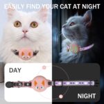 Airtag Cat Collar Breakaway, Reflective Kitten Collar with Apple Air Tag Holder and Bell for Girl Boy Cats, Lightweight Cat Collars for Apple AirTag, Hidden GPS Tracker Holder for Cats, Pink (9-13") - Image 2