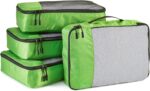 Amazon Basics Medium Packing Cubes for Travel, Packing Organizers, 4-Piece-Set With Double Zipper Pulls and Mesh Top Panel, 100% Durable Polyester, Green, 13.8"L x 9.8"W x 3"H - Image 2