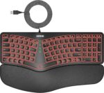Arteck Ergonomic USB Wired Keyboard with Cushioned Wrist & Palm Rest, Backlit 7 Colors & Adjustable Brightness Comfortable Natural Split Keyboard with 6 Feet Wire for Windows Computer Desktop Laptop - Image 2