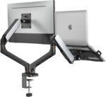BEWISER Dual Monitor Arm with Adjustable Laptop Tray for 10"-17" Laptop,Full Motion Monitor Arm Weight Capacity up to 19.8lbs, Suit for 17-32 Inch Monitor(Black) - Image 2