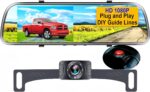Backup Camera Mirror HD 1080P - Plug and Play Easy Set up Color Night Vision Rear View Mirror with License Plate Camera for Car Truck SUV Waterproof DIY Guide Lines AMTIFO A1 - Image 2