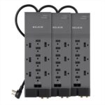 Belkin 12-Outlet Power Strip Surge Protector with 10-Foot Cord and Telephone, Ethernet, Coaxial Protection, BE112234-10, Gray -(Pack of 3) - Image 2
