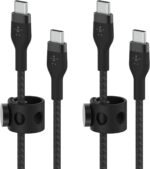 Belkin BoostCharge Pro Flex Braided USB-C to USB-C Charger Cable (6.6ft/2M), USB-IF Certified Fast Charging Cable for iPhone 16 Series, MacBook, Galaxy S25, Nintendo Switch 2 & More - Black (2-Pack) - Image 2