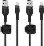 Belkin BoostCharge Pro Flex Braided USB Type A to Lightning Cable (1M/3.3FT), MFi Certified Charging Cable for iPhone 13, 12, 11, Pro, Max, Mini, SE, iPad and More, 2-Pack, Black - Image 2
